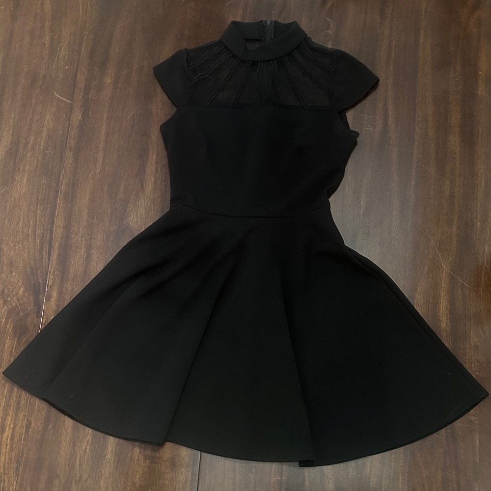 B Darlin Black Mini Dress with Cap Sleeves